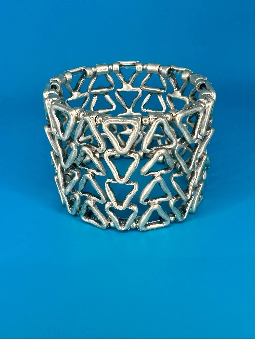 Sterling-Style Silver Triangle Link Stretch Bracelet